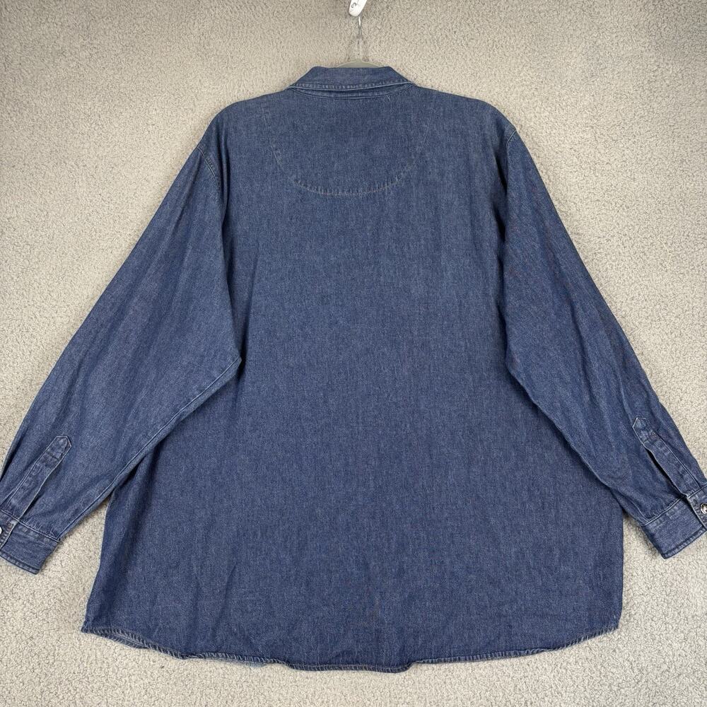 VTG Denim Embroidered Top 3X Floral Cottage Prairie Teacher 100% Cotton Natural - Picture 11 of 12